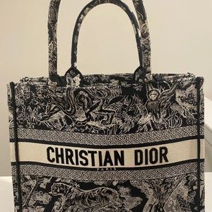 Christian Dior Meduim Book Tote Blue Toile de Jouy Embroidery